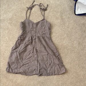 Aerie Brown Gray Button-Down Corset Dress